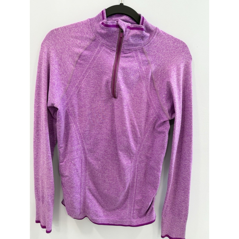 Athleta Fastest Track 1/4 Zip Pullover Medium Purple Space Dye Top